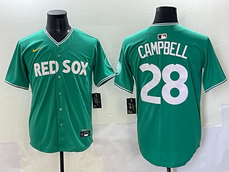 Men 2025 Boston Red Sox #28 Campbell Dark Green Joint Name Nike MLB Jersey style 1